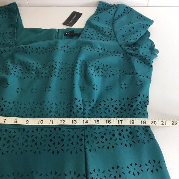Lane Bryant Midi Dress Womens Plus Size 18 Teal Laser Cut Pleated NWT‎ - Picture 13 of 14